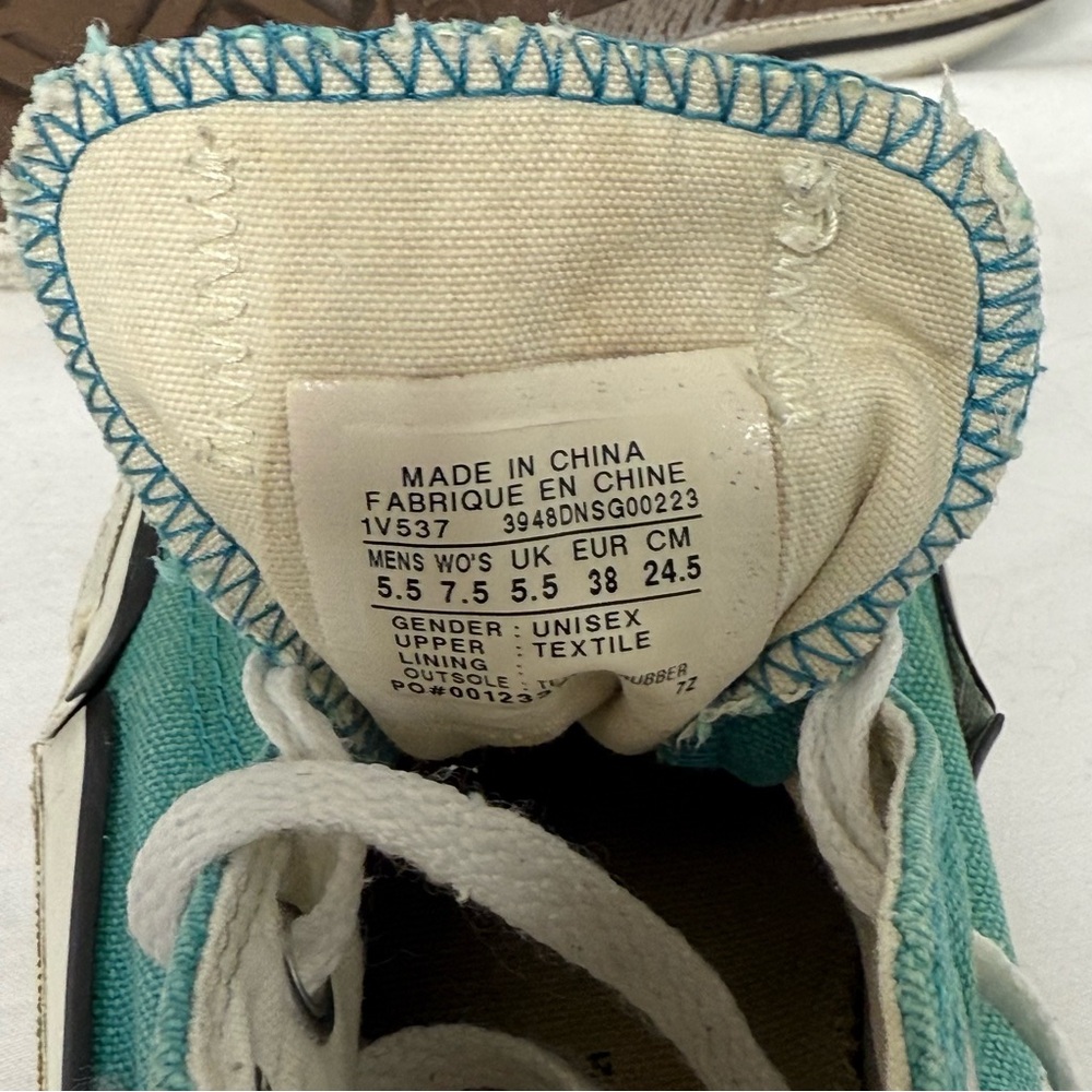 Converse All Star Size 7.5 Women’s Teal Sneakers - Picture 5 of 7